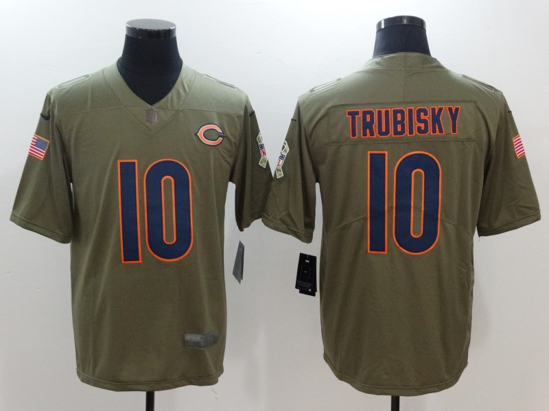 Men's Chicago Bears Mitch Trubisky #10 Army Green Jersey